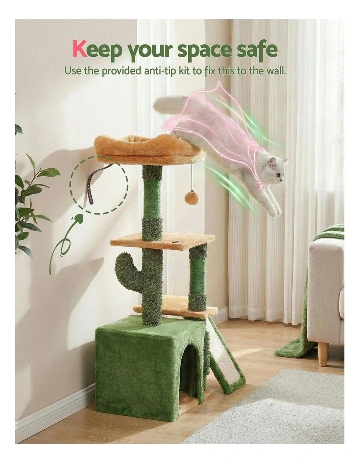 Scratching Post Furniture Scratcher House Cat Tree Tower 101cm in Green image 7
