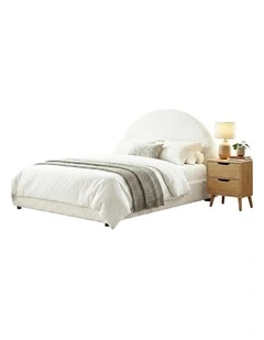 Gas Lift Queen Bed Frame with Bedside Table Set in Beige