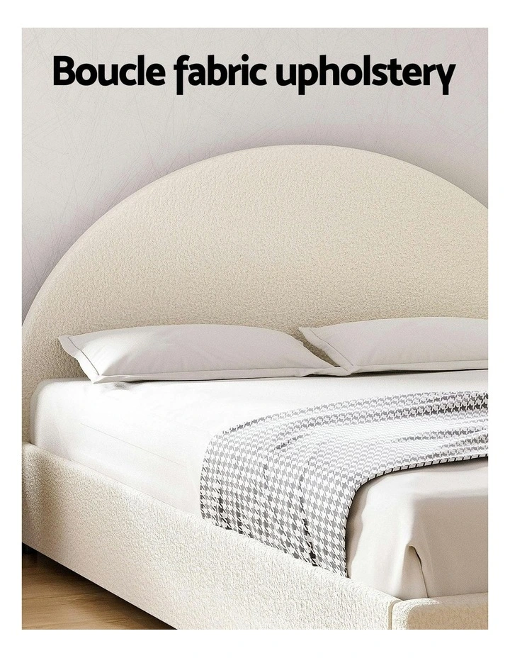 Gas Lift Queen Bed Frame with Bedside Table Set in Beige image 5