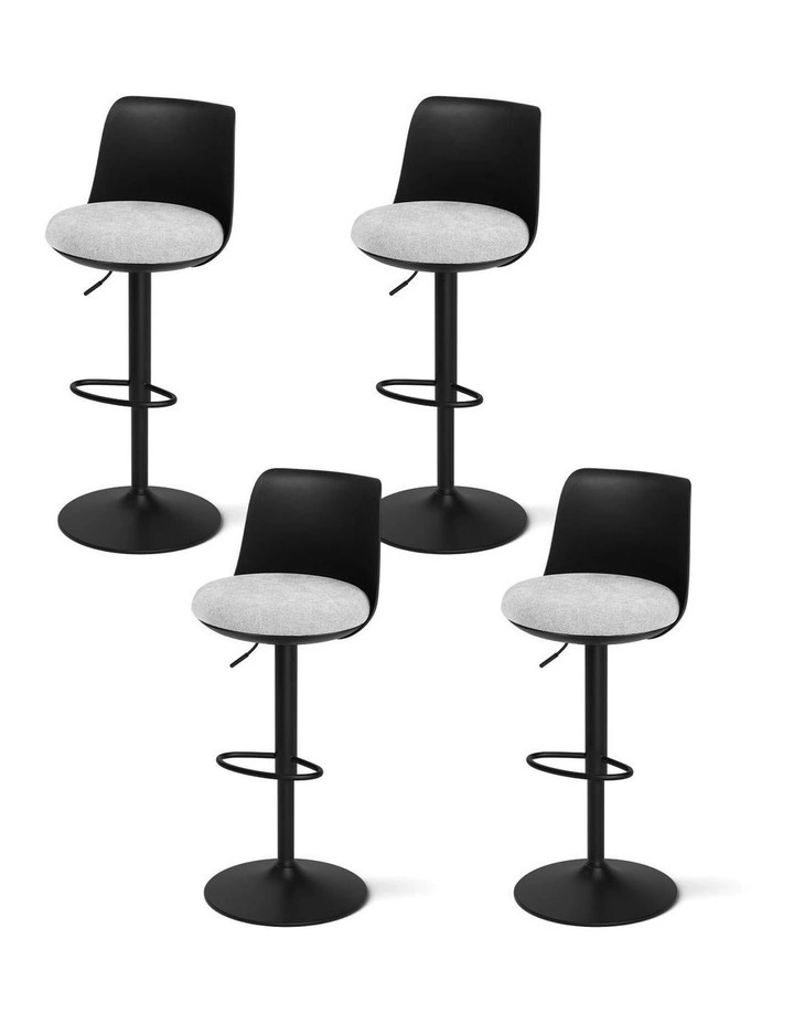 Curved Gas Lift Counter Dining Chair 4x Bar Stools in Black image 1
