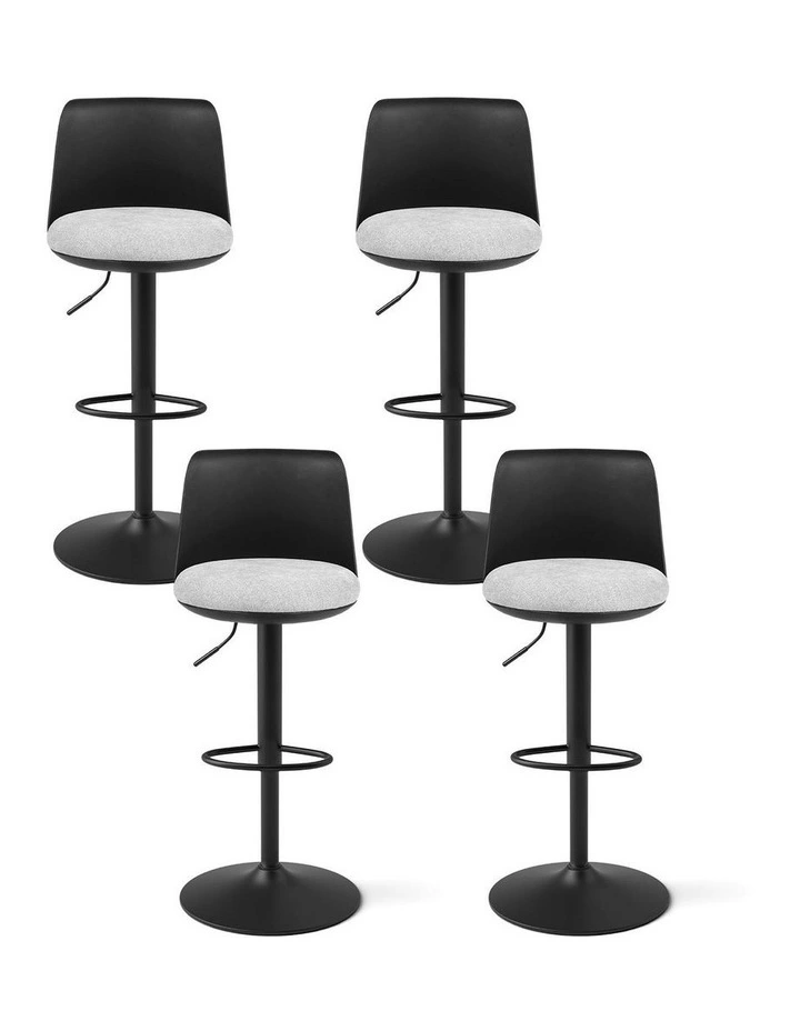 Curved Gas Lift Counter Dining Chair 4x Bar Stools in Black image 2