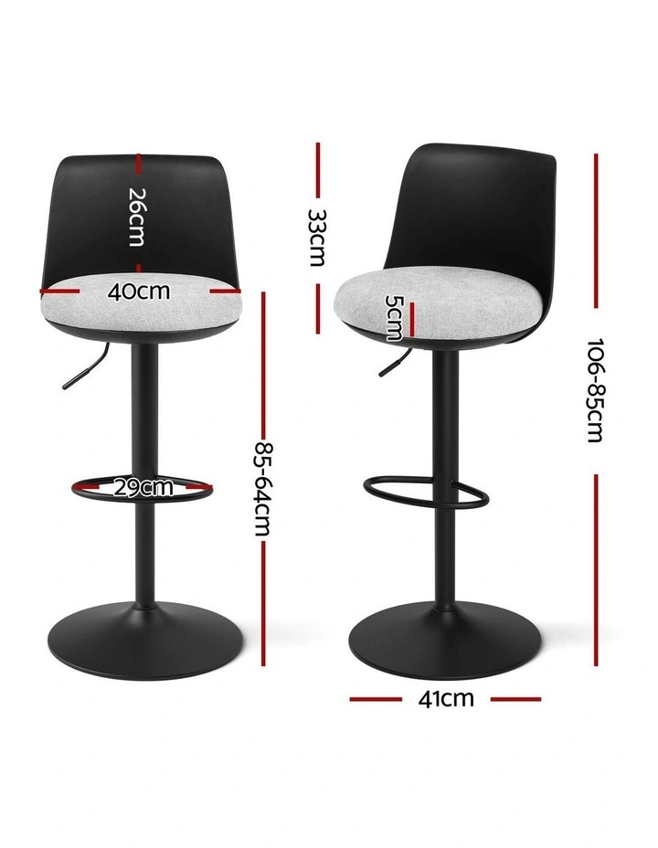 Curved Gas Lift Counter Dining Chair 4x Bar Stools in Black image 4
