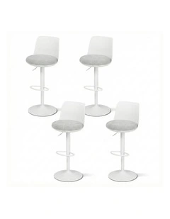 Curved Gas Lift Counter Dining Chair 4x Bar Stools in White