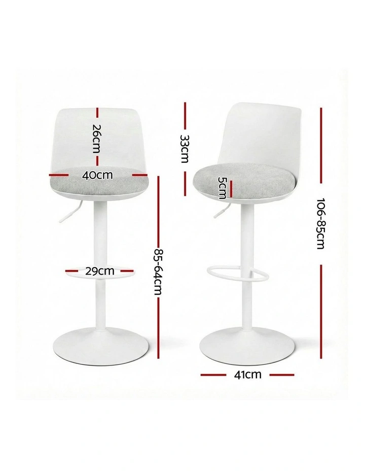 Curved Gas Lift Counter Dining Chair 4x Bar Stools in White image 4