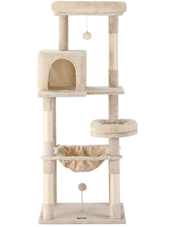 Tower Scratching Post Trees Scratcher Condo House Cat Tree 143cm in Beige image 2