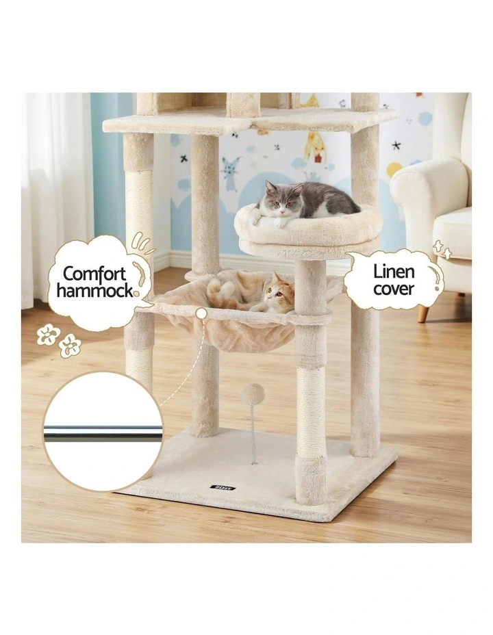 Tower Scratching Post Trees Scratcher Condo House Cat Tree 143cm in Beige image 6