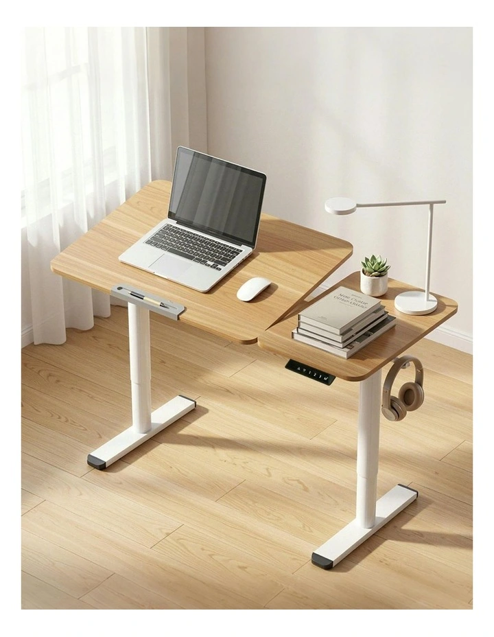 Tilting Top Electric Standing Desk in Brown image 3
