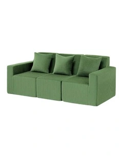 Convertible Sectional Floor Couch with Deep Seat Modular Sofa Bed 3-Seater in Green