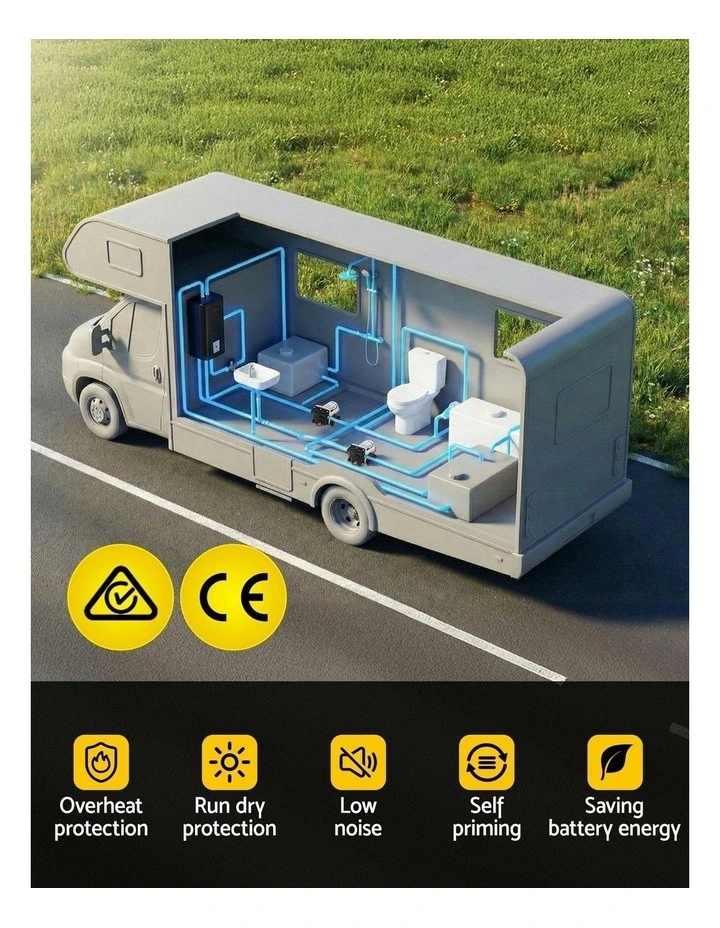 Automatic Fresh Marine 12V RV Water Pump 11.3LPM 55PSI 3GPM in Black image 7