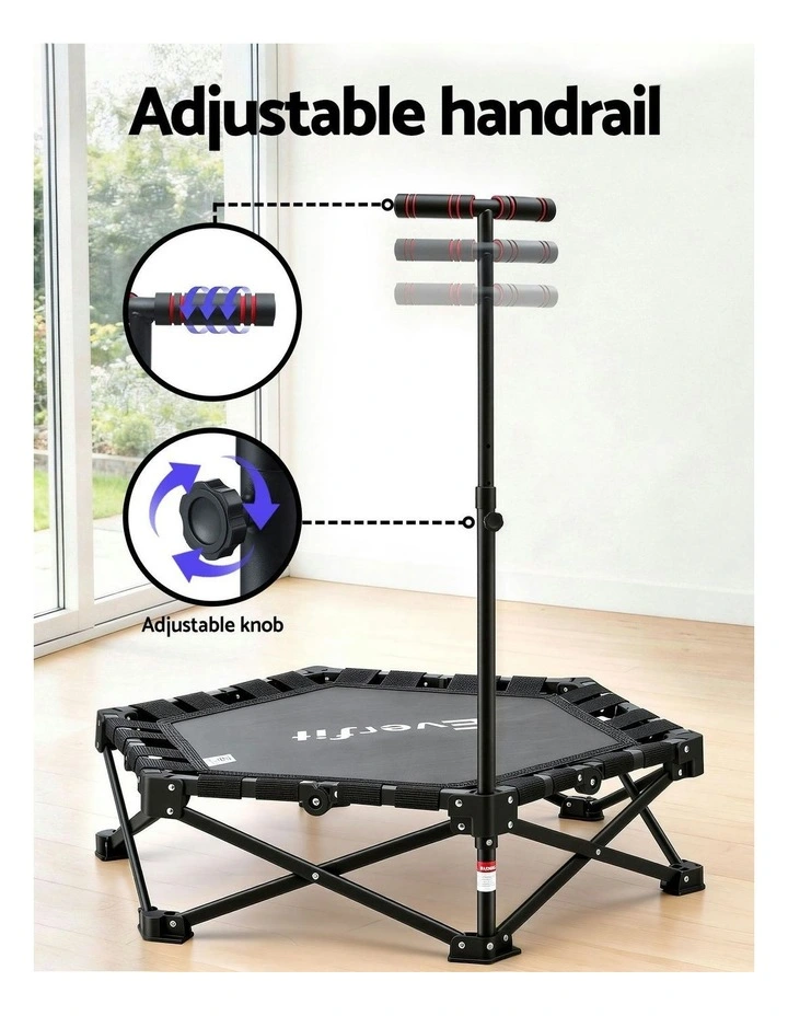 Adjustable Handle Fitness Foldable Trampoline in Black image 6
