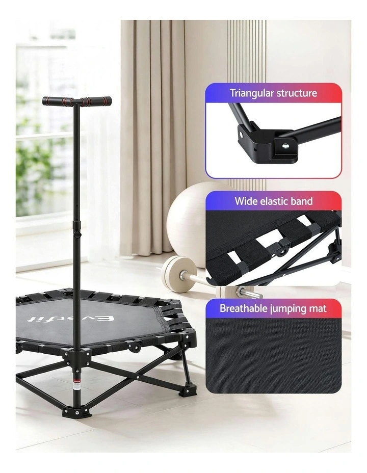 Adjustable Handle Fitness Foldable Trampoline in Black image 7