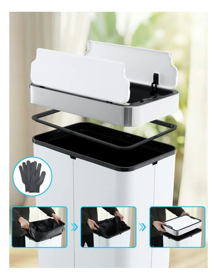 Automatic Kitchen Touchless Motion Sensor Bin 70L in White image 6