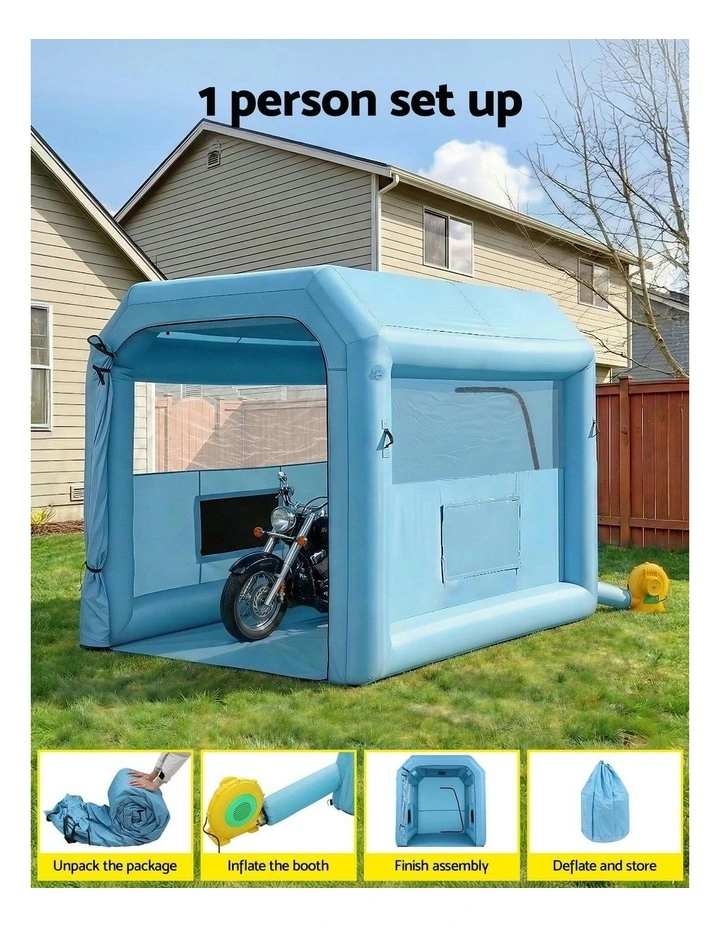 Inflatable Paint Booth with 550W Blower Air Filter Spray Paint Tent in Blue image 4