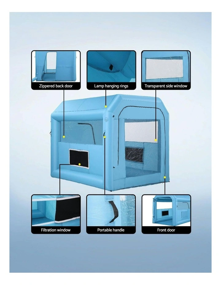 Inflatable Paint Booth with 550W Blower Air Filter Spray Paint Tent in Blue image 5