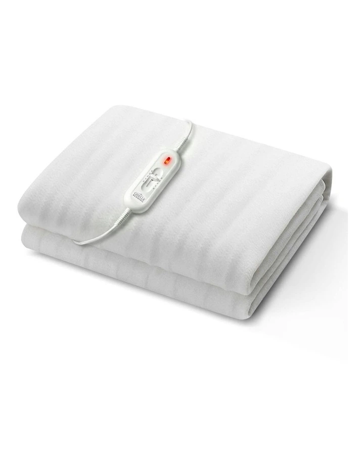 Electric Blanket King Single Heated Fully Fitted Washable Pad Winter Warm in White image 1