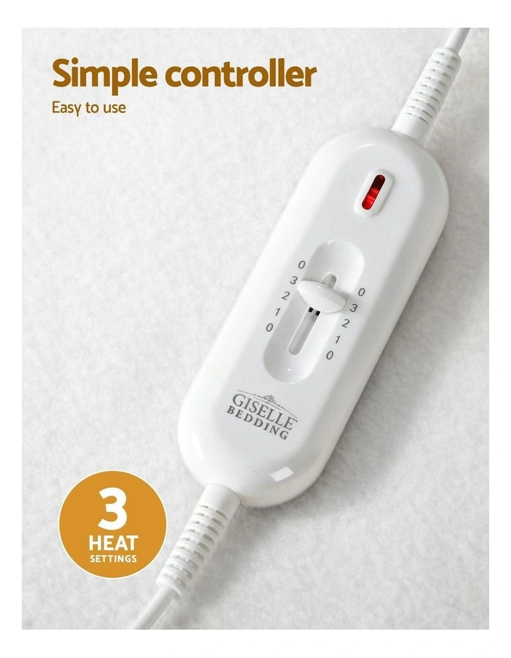 Electric Blanket King Single Heated Fully Fitted Washable Pad Winter Warm in White image 6