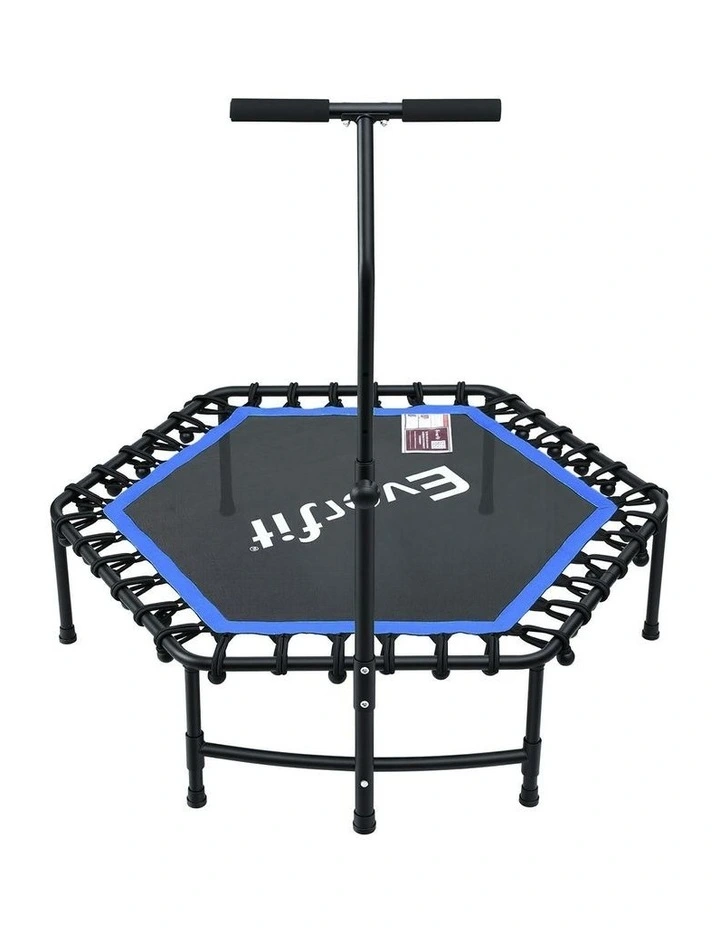 Hexagon Fitness Trampoline Rebounder Adjustable Handrail 48 inch in Blue image 2