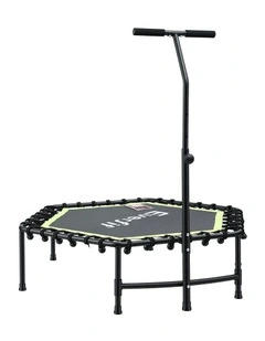 Hexagon Fitness Trampoline Rebounder Adjustable Handrail 48inch in Green