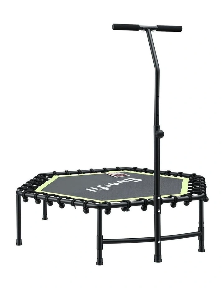 Hexagon Fitness Trampoline Rebounder Adjustable Handrail 48inch in Green image 1