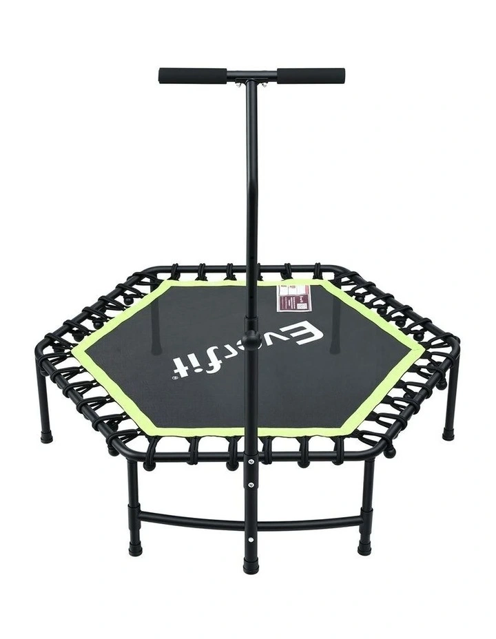 Hexagon Fitness Trampoline Rebounder Adjustable Handrail 48inch in Green image 2