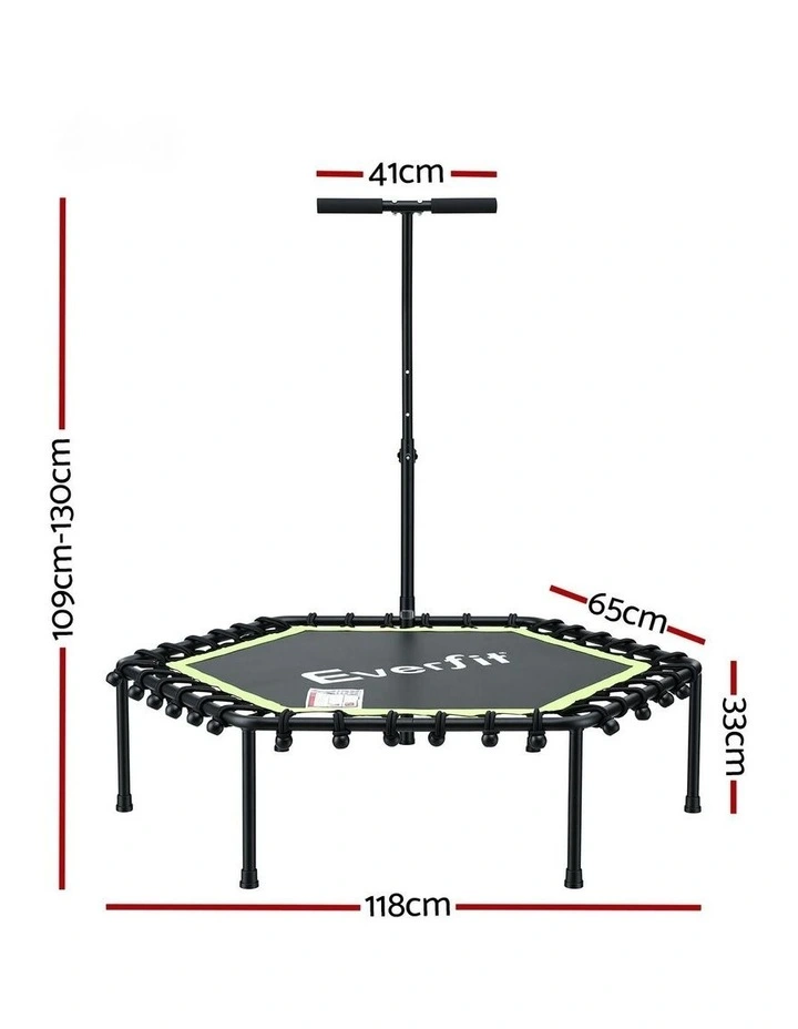 Hexagon Fitness Trampoline Rebounder Adjustable Handrail 48inch in Green image 4