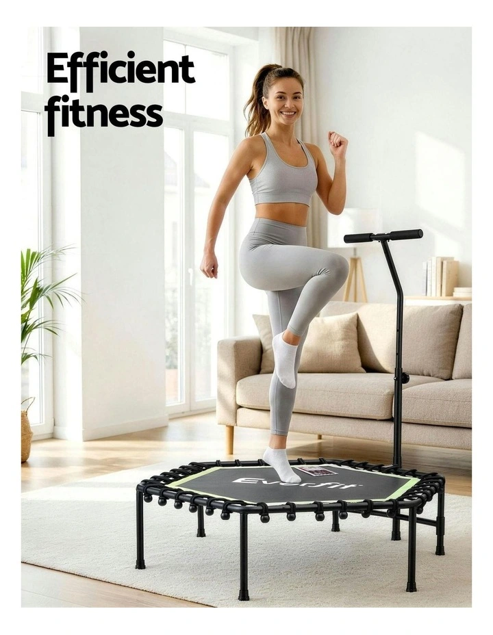 Hexagon Fitness Trampoline Rebounder Adjustable Handrail 48inch in Green image 5