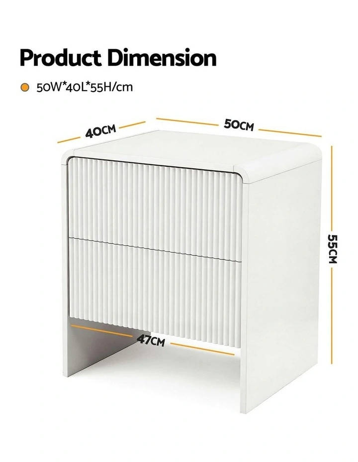 Bedside Table 2 Drawers in Beige image 4