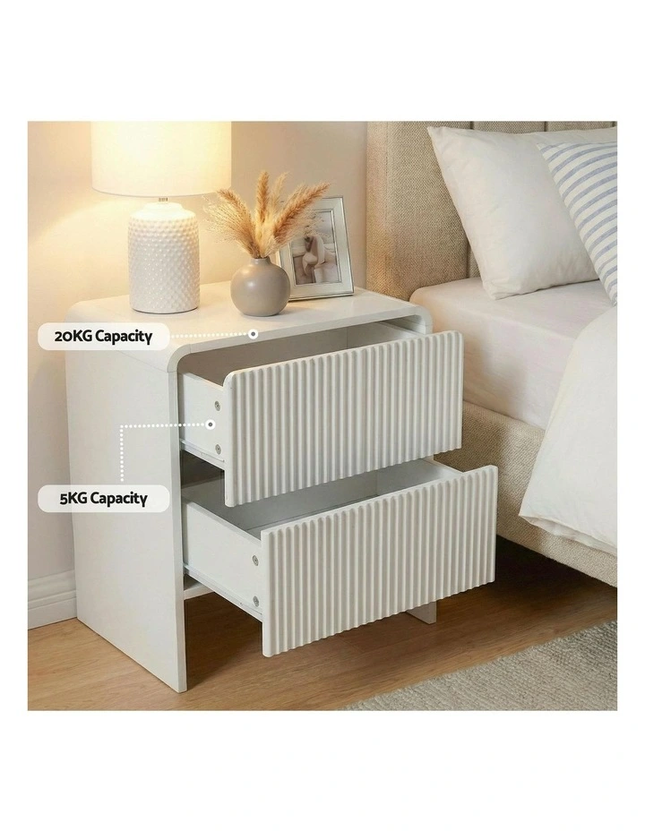 Bedside Table 2 Drawers in Beige image 5