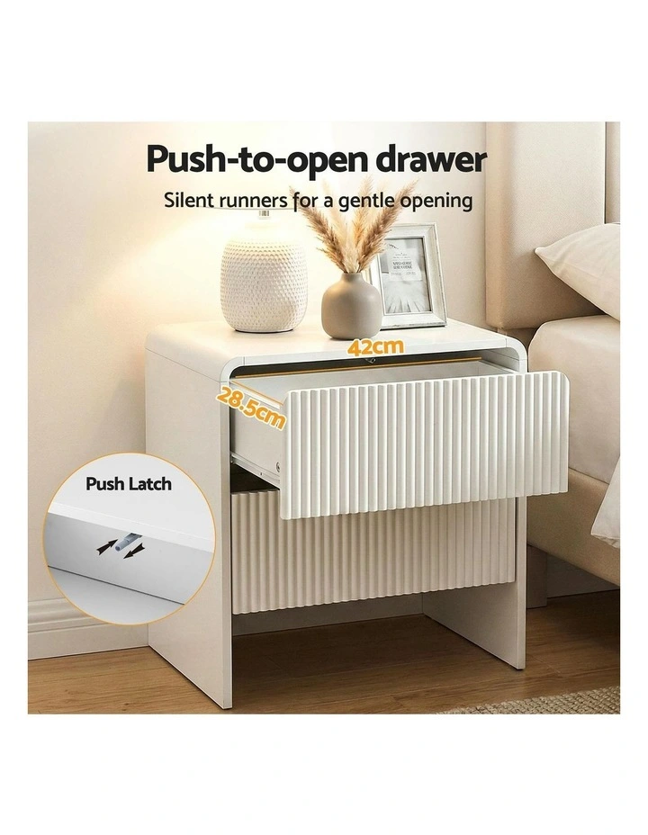 Bedside Table 2 Drawers in Beige image 6