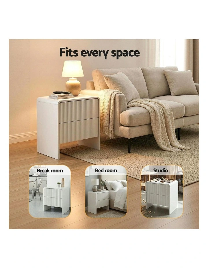 Bedside Table 2 Drawers in Beige image 7