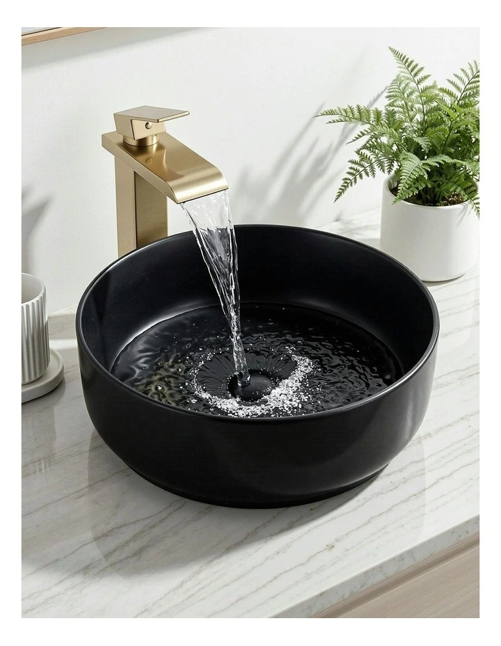 Matte Round Ceramic Bathroom Basin in Black image 3