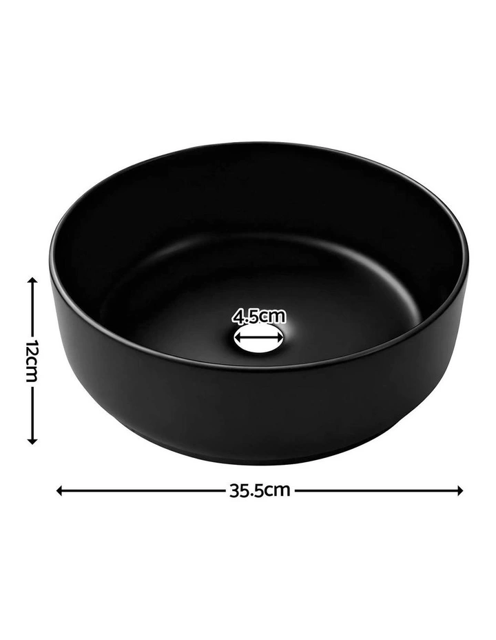 Matte Round Ceramic Bathroom Basin in Black image 4