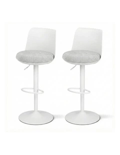 Swivel Gas Lift Counter Bar Stools Curved Pack Of 2 in White