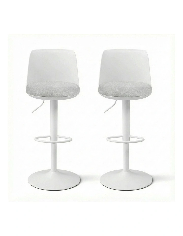 Swivel Gas Lift Counter Bar Stools Curved Pack Of 2 in White image 2