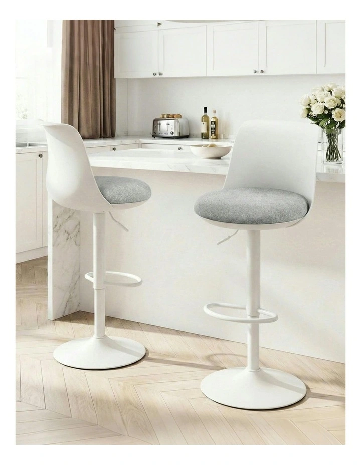 Swivel Gas Lift Counter Bar Stools Curved Pack Of 2 in White image 3
