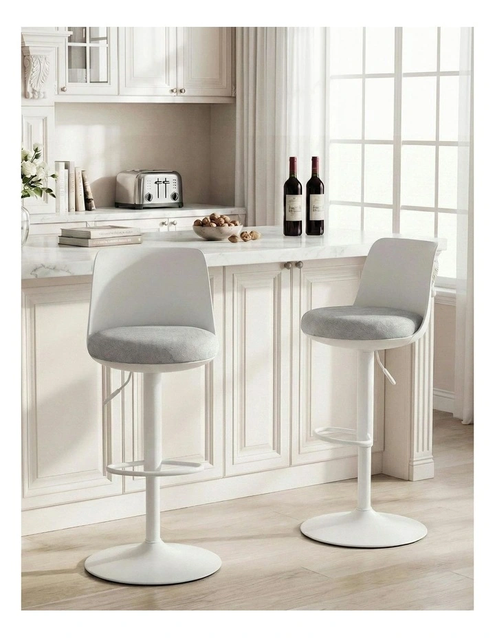 Swivel Gas Lift Counter Bar Stools Curved Pack Of 2 in White image 5