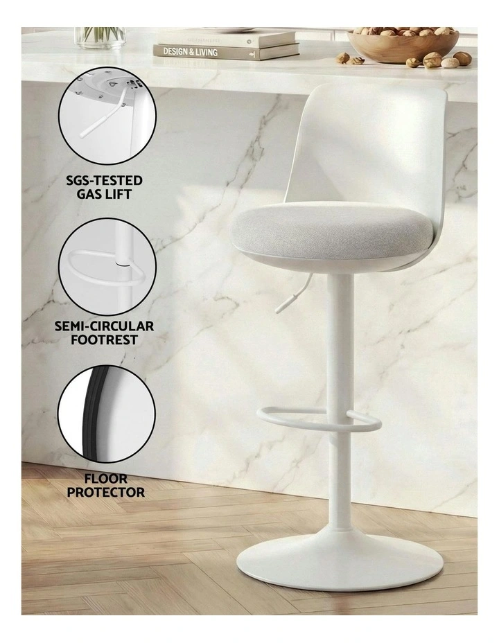 Swivel Gas Lift Counter Bar Stools Curved Pack Of 2 in White image 7
