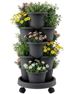 5 Tier Vertical Garden Planter With 4 Wheels in Black