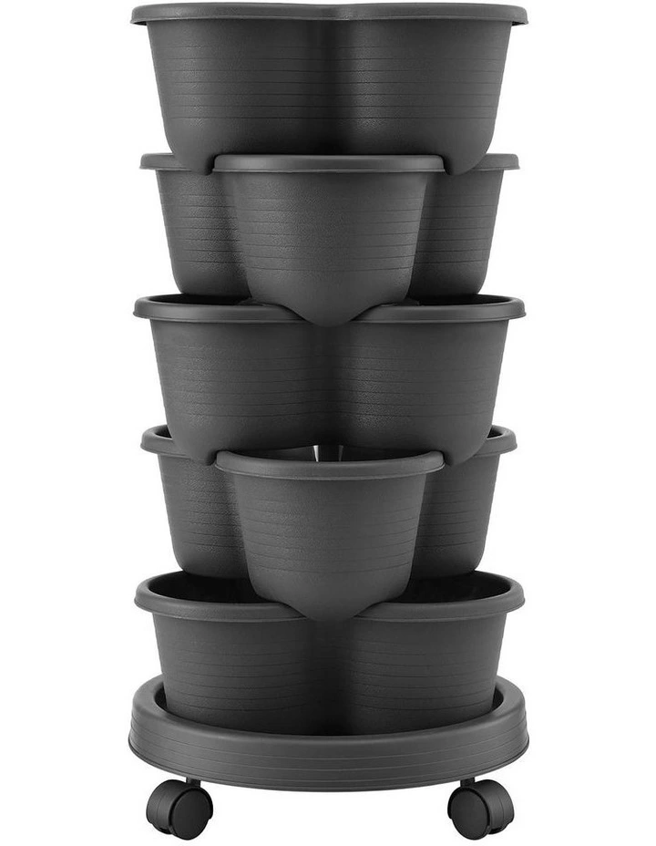 5 Tier Vertical Garden Planter With 4 Wheels in Black image 2