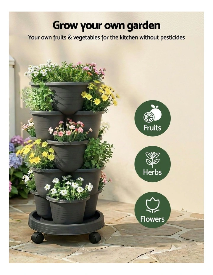 5 Tier Vertical Garden Planter With 4 Wheels in Black image 5
