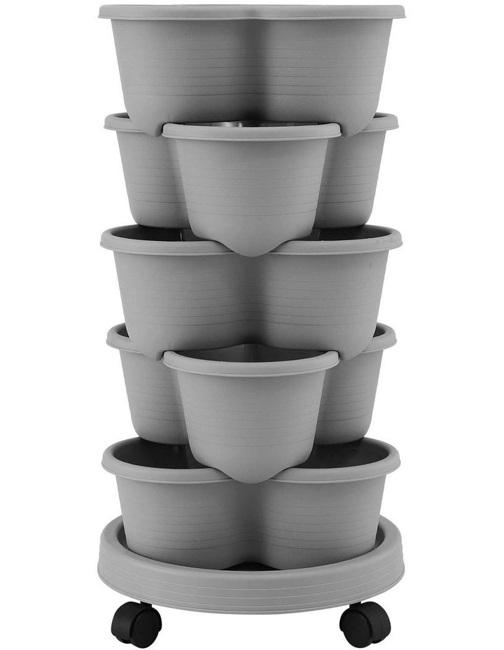 5 Tier Vertical Garden Planter with 4 Wheels in Grey image 2