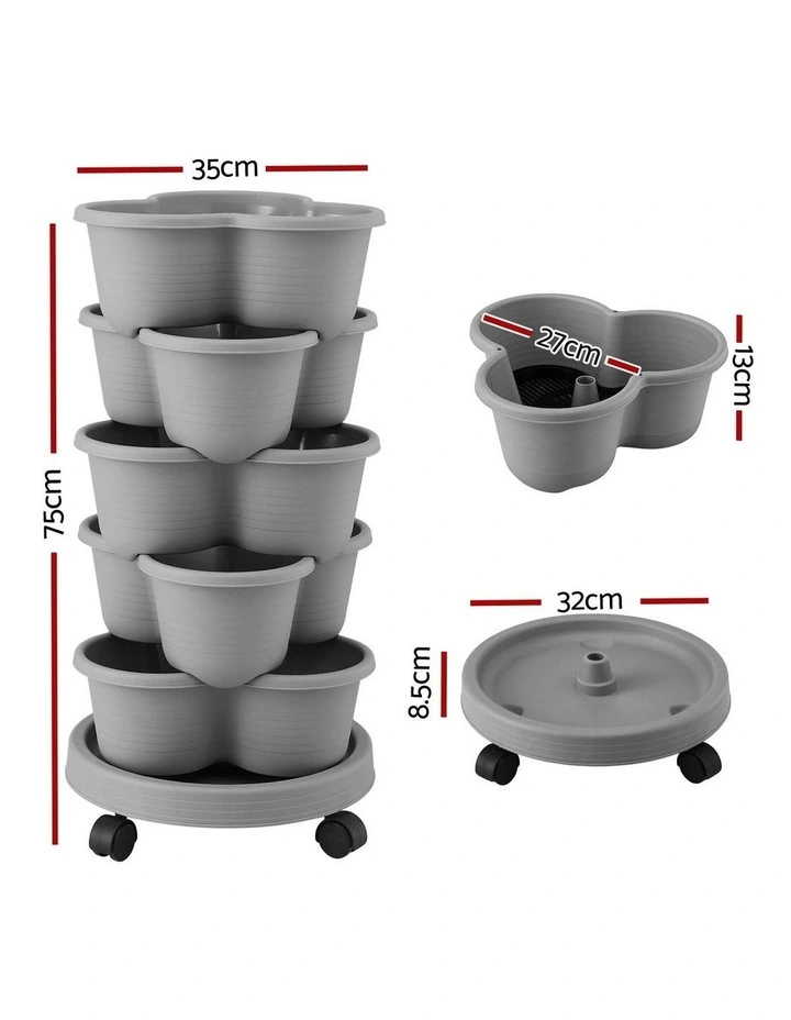 5 Tier Vertical Garden Planter with 4 Wheels in Grey image 4
