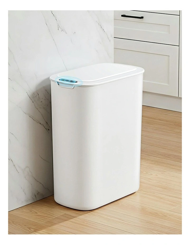 Motion Sensor Kitchen Bin Slim Touchless Rubbish Can with Lid 25L in White image 3