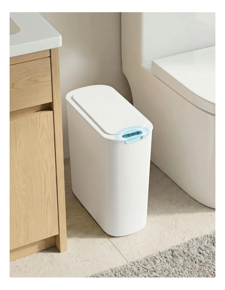 Motion Sensor Kitchen Bin Slim Touchless Rubbish Can with Lid 25L in White image 7