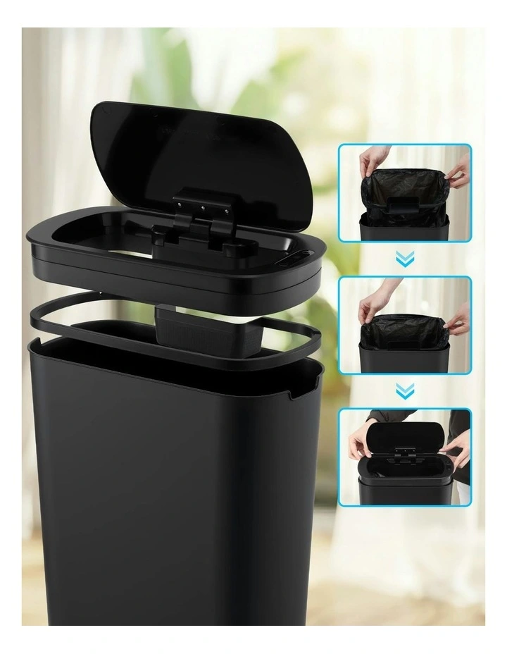 Motion Sensor Kitchen Bin Slim Touchless Rubbish Can with Lid 25L in Black image 6