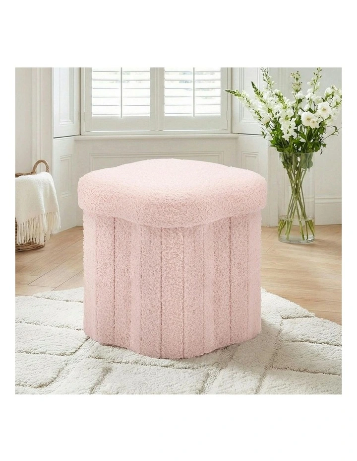 Storage Ottoman Foot Stool Foldable in Pink image 3