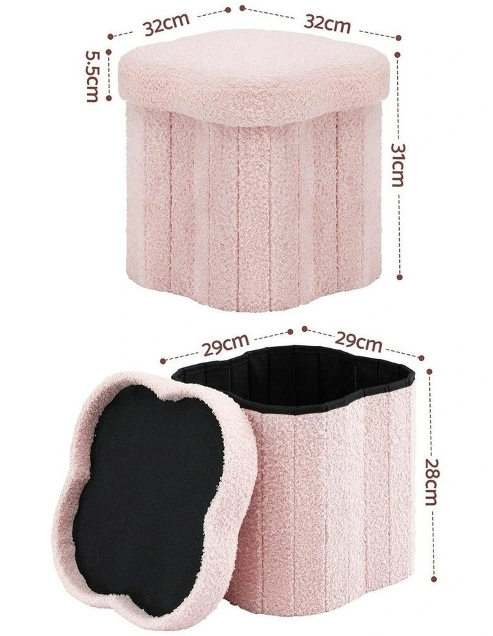 Storage Ottoman Foot Stool Foldable in Pink image 4
