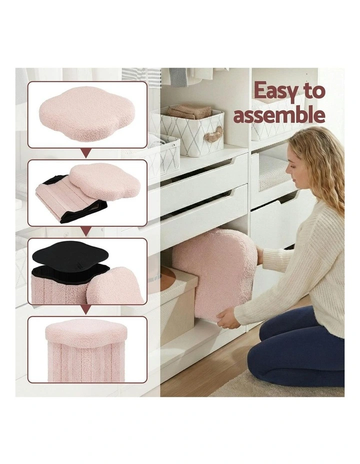 Storage Ottoman Foot Stool Foldable in Pink image 5