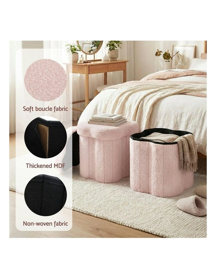 Storage Ottoman Foot Stool Foldable in Pink image 7