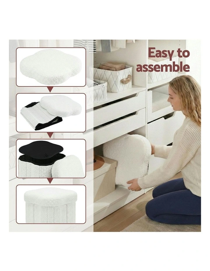 Storage Ottoman Foot Stool Foldable in White image 5